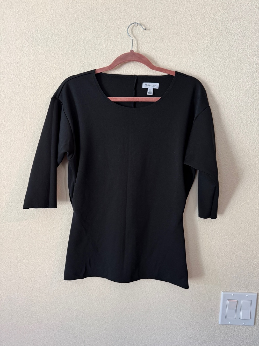 Calvin Klein Black Scoop Neck Stretch Short Sleeve Top